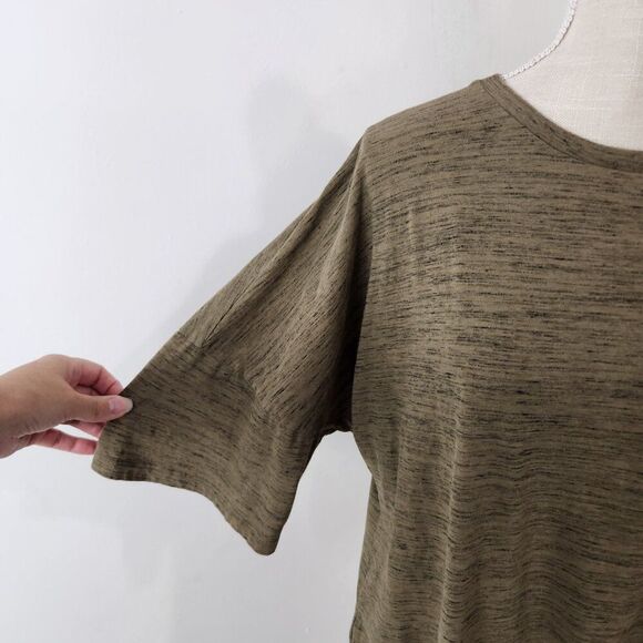 Ted Baker Top Womens 5 Green Heathered Hi Low Hem Side Slits Neutral Boho - Picture 3 of 14